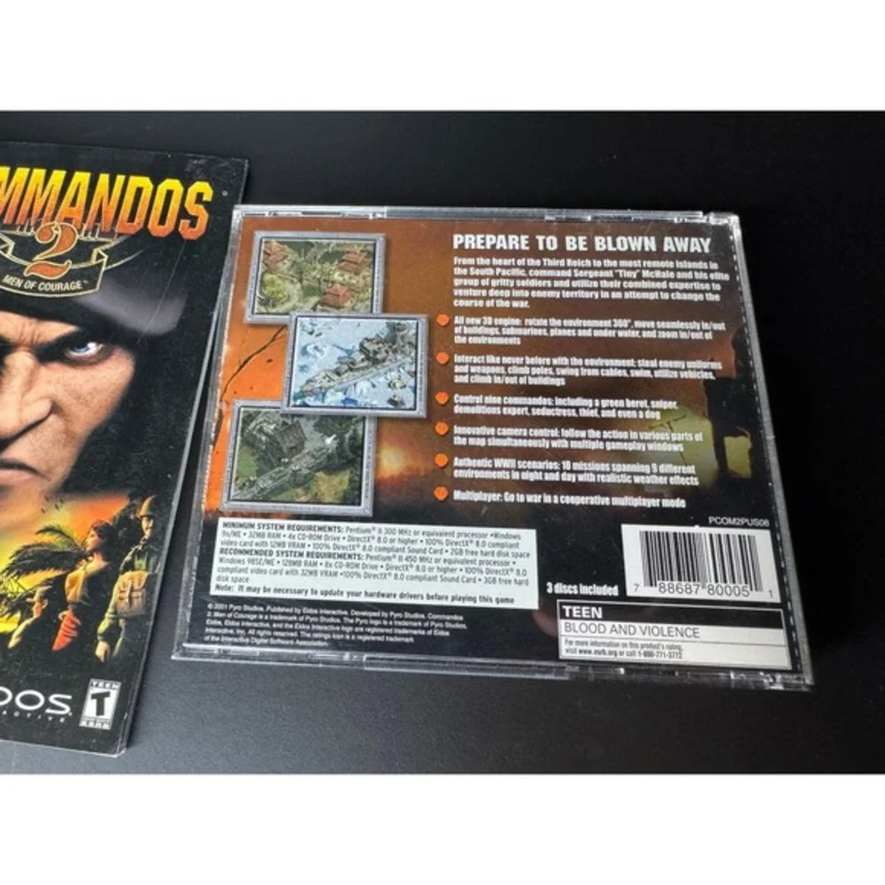 Commandos 2 Men of Courage PC Game 3 Disc Set Eidos Interactive Teen‎ Rated
